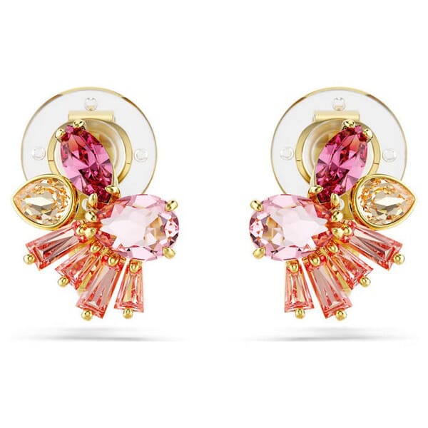 Swarovski øredobber Gema clip Mixed cuts, Flower, Pink, Gold-tone plated - 5688479